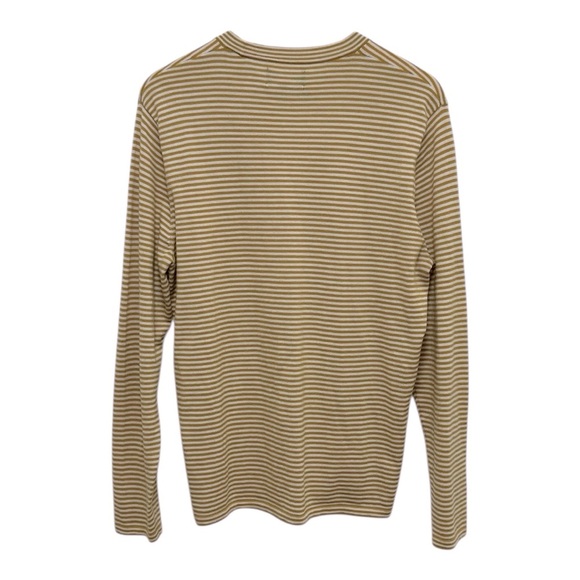 BONOBOS Extra Fine Merino Wool Blend Mustard Yellow & White Striped Sweater L - Picture 2 of 10